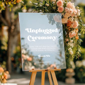 Stilvolles Retro Unplugged Zeremonie Hochzeit Klar Acrylschild