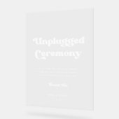 Stilvolles Retro Unplugged Zeremonie Hochzeit Klar Acrylschild (Winkel)