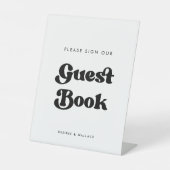 Stilvolles Retro Unterschreiben Sie unser Gästebuc Sockelschild (Vorderseite)