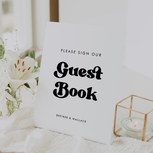 Stilvolles Retro Unterschreiben Sie unser Gästebuc Sockelschild