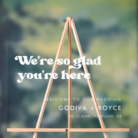 Stilvolles Retro weiß So froh, dass Sie hier sind  Acrylschild (Neutral)