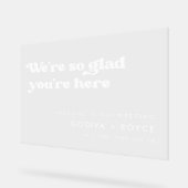 Stilvolles Retro weiß So froh, dass Sie hier sind  Acrylschild (Winkel)