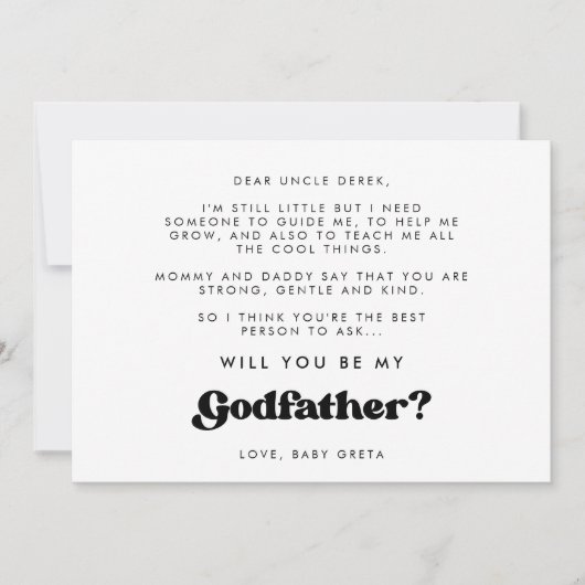 Stilvolles Retro Werden Sie meine Patenkarte sein Einladung (Vorderseite)