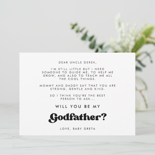 Stilvolles Retro Werden Sie meine Patenkarte sein Einladung (Stehend Vorderseite)