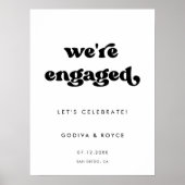 Stilvolles Retro Wir sind verlobte Engagement-Part Poster (Vorne)