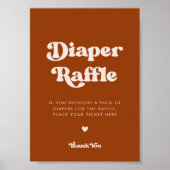 Stilvolles Retro-Zeichen Burnt Orange Diaper Raffl Poster (Vorne)