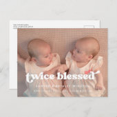 Stilvolles Retro zweimal gesegnet Twins Geburtshau Postkarte (Vorne/Hinten)