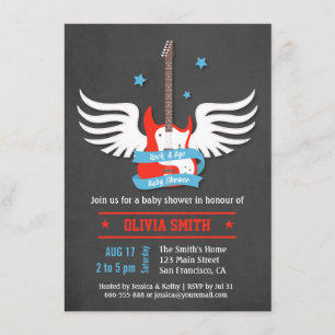 Stilvolles Rock and Roll Schaukel Baby Shower Einladung