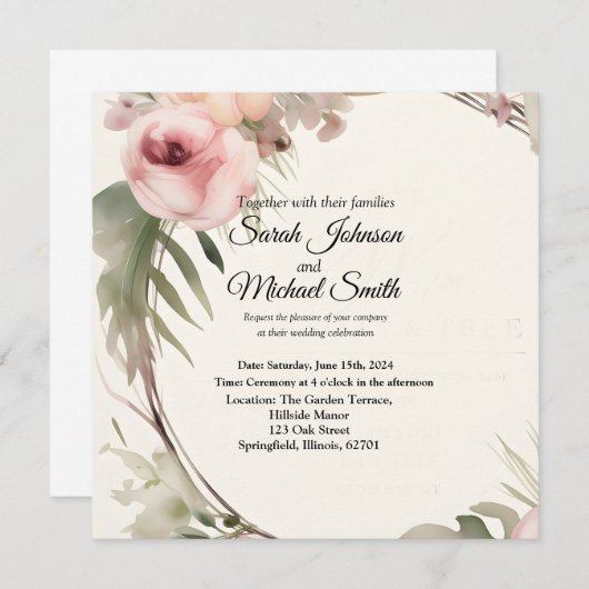 Stilvolles, romantisches, blumengeschmücktes Hochz (Vorne/Hinten)