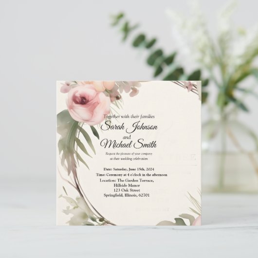 Stilvolles, romantisches, blumengeschmücktes Hochz (Stehend Vorderseite)