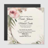 Stilvolles, romantisches, blumengeschmücktes Hochz Magneteinladung (Vorne/Hinten)