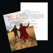 Stilvolles Romantisches Rot-Script-Foto Dankeskarte