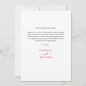 Stilvolles Romantisches Rot-Script-Foto Dankeskarte (Rückseite)