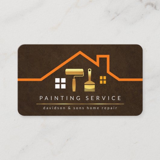 Stilvolles Rooftop Gebäude Gold Handyman Brush Visitenkarte (Vorderseite)