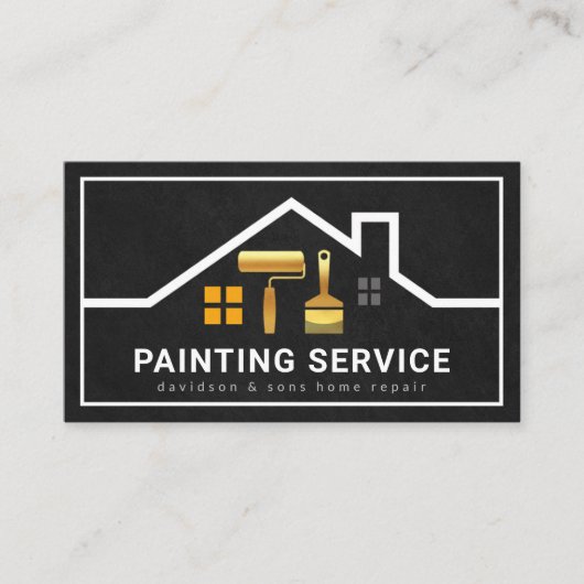 Stilvolles Rooftop Gebäude Rahmen Gold Brush Visitenkarte (Vorderseite)