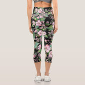Stilvolles rosa Aquarell Floral Modernes Chic Must Capri Leggings (Rückseite)