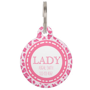 Stilvolles Rosa auf rosa Leopard-Druck Haustiermarke