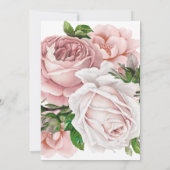 Stilvolles Rosa Blume Gold Glitzer Brautparty Einladung (Rückseite)