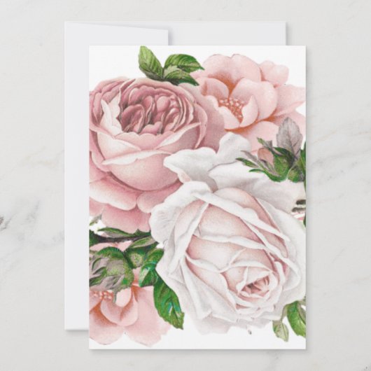 Stilvolles Rosa Blume Gold Glitzer Brautparty Einladung (Rückseite)