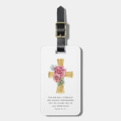 Stilvolles Rosa Blumenkreuz Gepäckanhänger (Vorderseite vertikal)