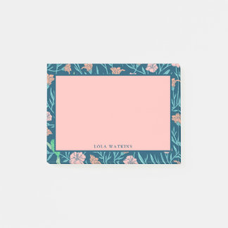 Stilvolles rosa Blumenmuster Post-it Klebezettel