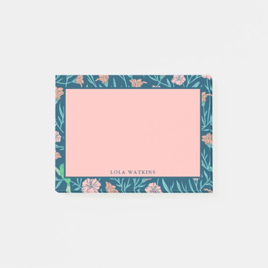 Stilvolles rosa Blumenmuster Post-it Klebezettel (Vorderseite)