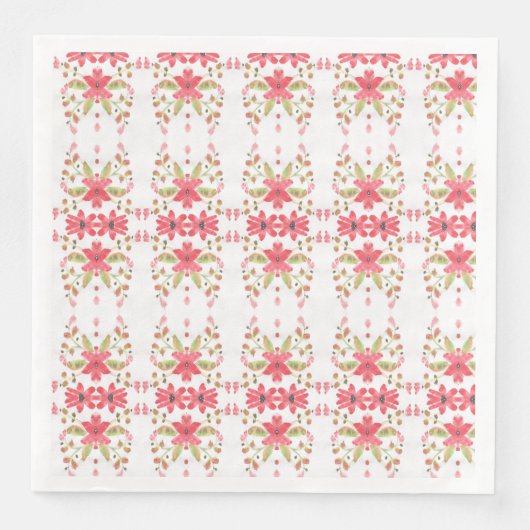 Stilvolles rosa Blumenpapier Napkin Serviette (Vorderseite)