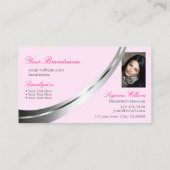 Stilvolles Rosa-Chic Silver-Dekor mit Logos und Fo Visitenkarte (Rückseite)