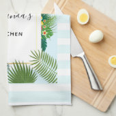 Stilvolles rosa Flamingo und tropische Blätter Küc Geschirrtuch (Viertel Falte)