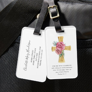 Stilvolles rosa florales Kreuz Gepäckanhänger