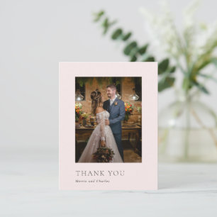 Stilvolles rosa Foto Moderne Hochzeit Dankeskarte