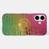 Stilvolles Rosa Grün Irisierendes Croc Monogramm Case-Mate iPhone Hülle (Rückseite (Horizontal))