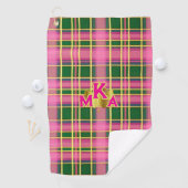 Stilvolles Rosa & Grün kariert mit Monogramm Golfhandtuch (Insitu)