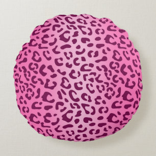 Stilvolles rosa Leoparden-Print-Wurfkissen Rundes Kissen
