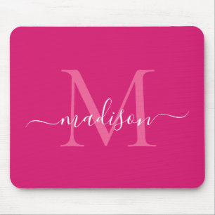 Stilvolles rosa magentarotes weißes mousepad