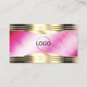 Stilvolles Rosa-Marmor-Gold-Border-Logo und Foto Visitenkarte (Vorderseite)