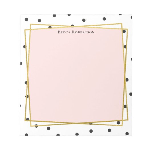 Stilvolles Rosa mit Confetti Dots und Ihrem Namen Notizblock (Vorderseite)