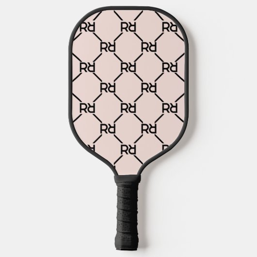 Stilvolles rosa Modern Girly Monogram Initial Must Pickleball Schläger (Rückseite)