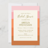 Stilvolles Rosa Orange Abstrakt Stripes Brautparty Einladung (Vorderseite)