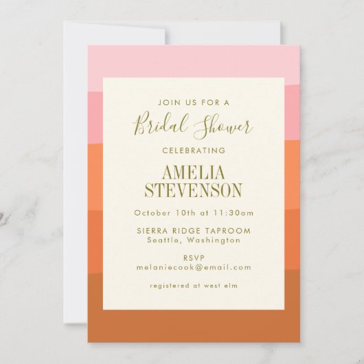 Stilvolles Rosa Orange Abstrakt Stripes Brautparty Einladung (Vorderseite)