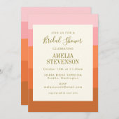 Stilvolles Rosa Orange Abstrakt Stripes Brautparty Einladung (Vorne/Hinten)