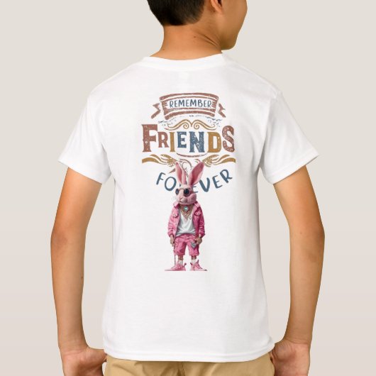 Stilvolles rosa Rabbit Design - Einzigartig und ei T-Shirt (Rückseite)