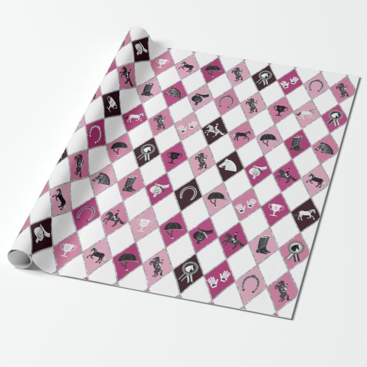 Stilvolles rosa Reittier Diamantenmuster Geschenkpapier (Ungerollt)