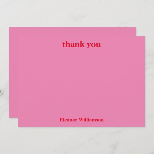 Stilvolles, rosa rotes Brautparty Dankeskarte (Vorne/Hinten)