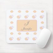 Stilvolles rosa Schaf mit Wolkenmuster Monogramm Mousepad (Mit Mouse)