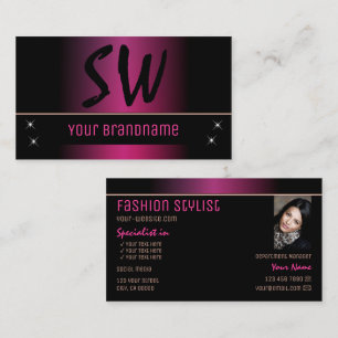 Stilvolles Rosa Schwarz Modernität mit Monogramm u Visitenkarte