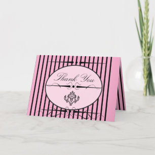 Stilvolles Rosa Schwarz Vielen Dank Grußkarte Dankeskarte