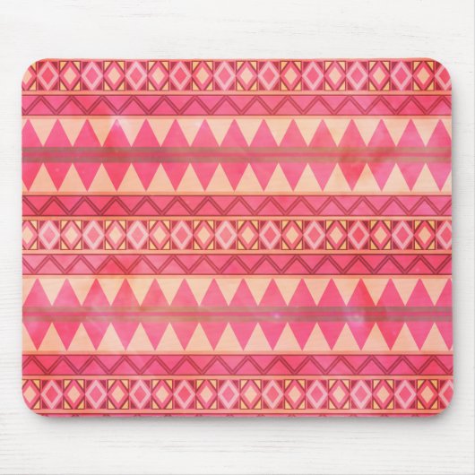 Stilvolles rosa Tribal-Muster Mousepad (Vorne)