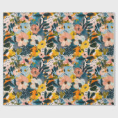 Stilvolles rosa und blaues Abstraktes Blumenmuster Geschenkpapier (Flach)