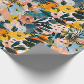 Stilvolles rosa und blaues Abstraktes Blumenmuster Geschenkpapier (Ecke)